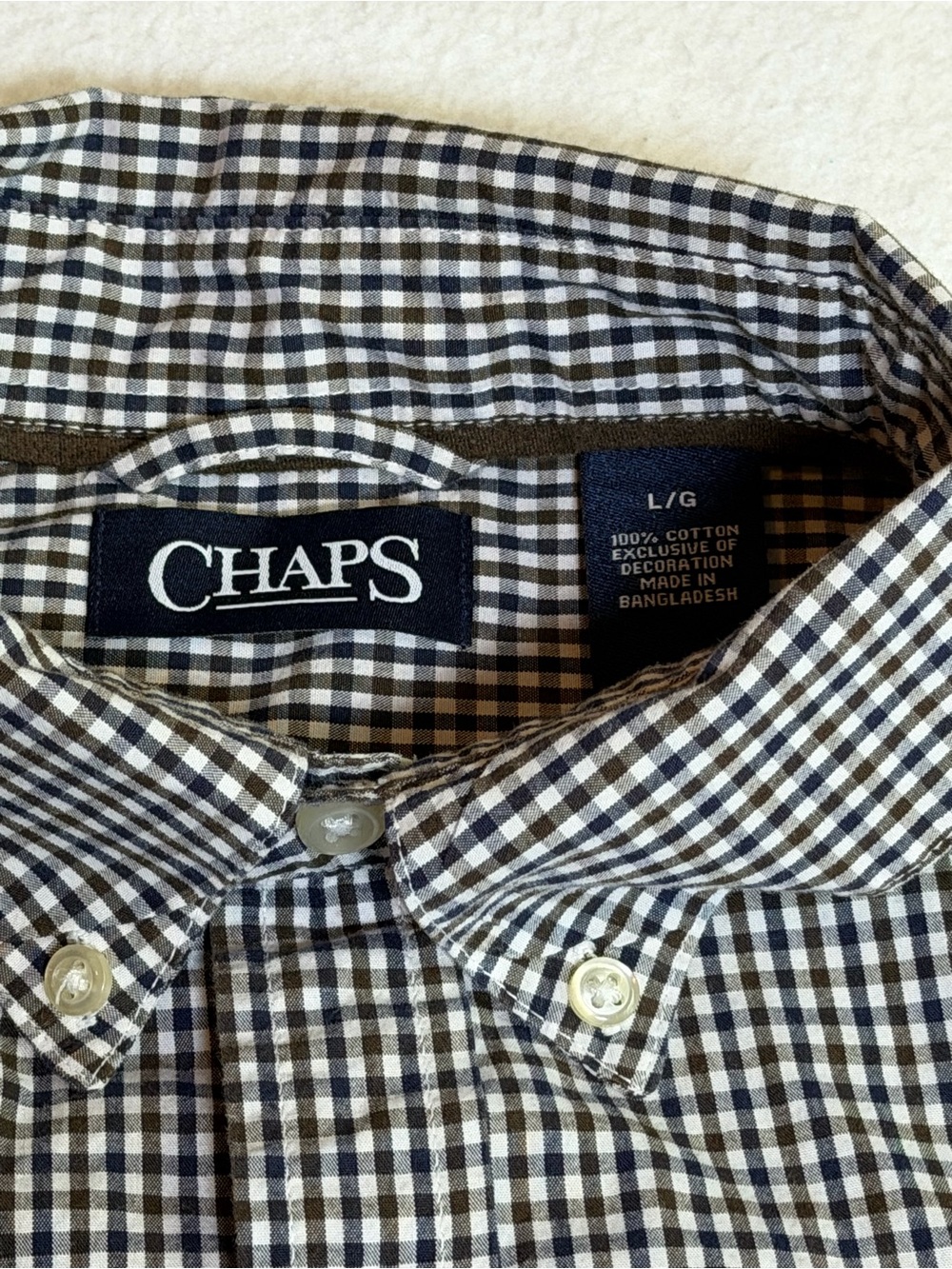 Chaps Gingham Button-Down Casual Shirt Business L - Picture 4 of 5